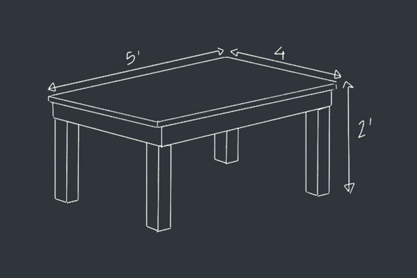 اندازه گیری ابعاد میز